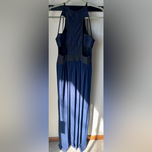 BCBGeneration Navy and Black Lace Chiffon Gown Cut Outs | Size 6 | Worn Once - Picture 6 of 10